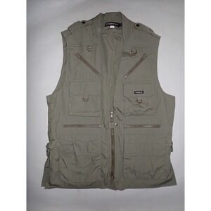 Tamrac Mens Khaki Multi Pocket Photography Utility Fishing Vest Large Tan Zip L